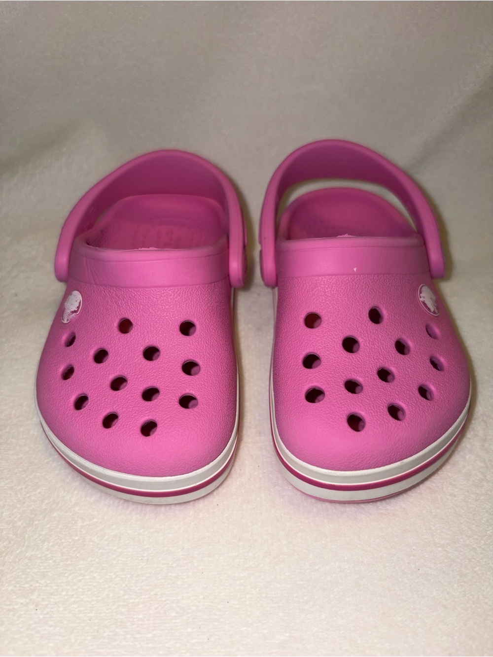 Crocs Crocband Clog Pink/White toddler US 4 Slip On Adjustable Strap